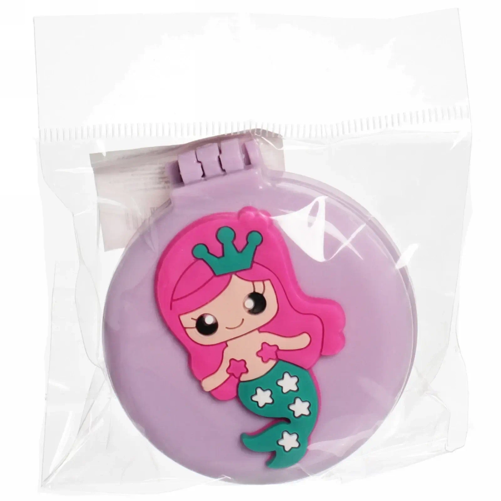 Расческа массажная детская складная «Barbariska» с зеркалом, русалочка, цвет микс, d-7см