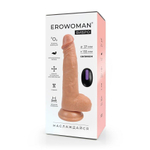 Телесный вибратор-реалистик Erowoman с пультом ДУ - 20,5 см.