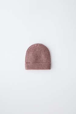 ZARA БАЗОВАЯ ТРИКОТАЖНАЯ ШАПКА, РОЗОВЫЙ