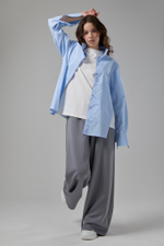 Рубашка оверсайз трансформер голубая