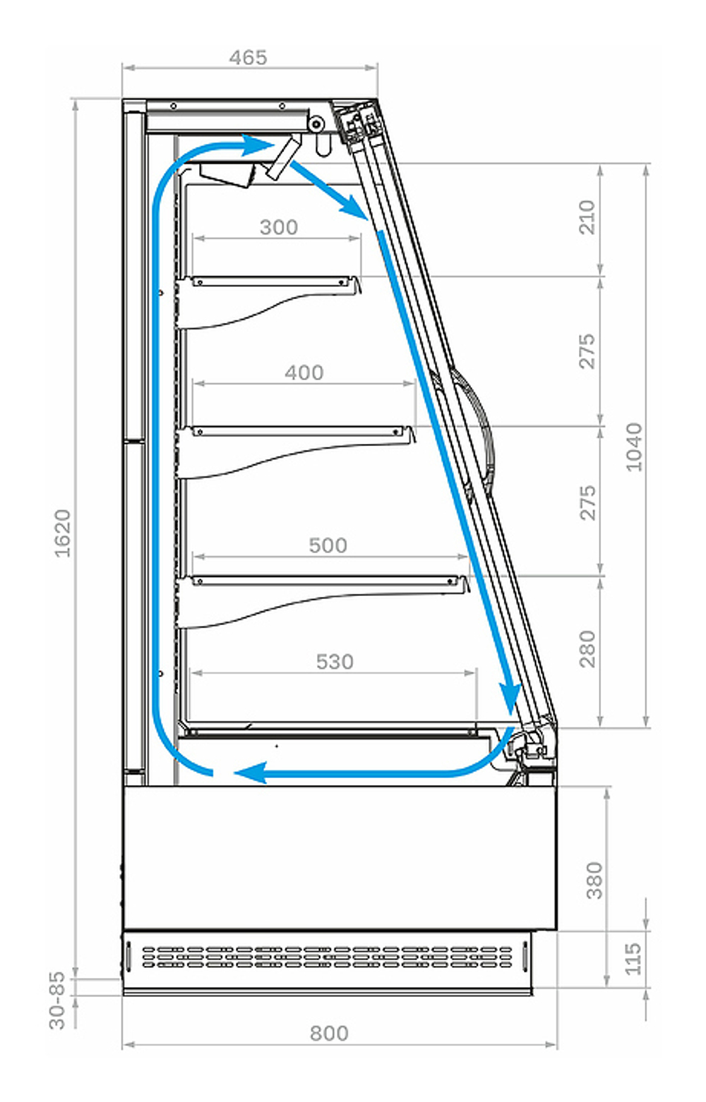 Горка холодильная Carboma F16-08 VV 1,0-1 0300 STANDARD фронт X1 версия 2.0 9006-9005