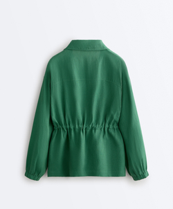 Oysho Куртка с присборенной талией из смеси лиоцелла и 24% льна, изумрудный