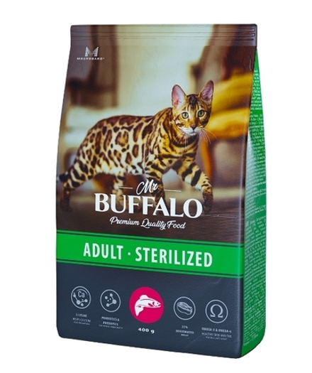 Mr.Buffalo 400г Sterilized Сухой корм для стерилизованных кошек Лосось