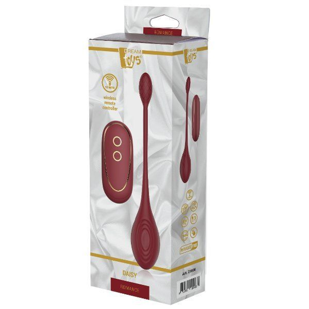 Бордовый вагинальный шарик Daisy с пультом ДУ (Цвет: бордовый)