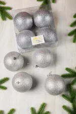 Набор новогодних шаров (4 шт) - глиттер