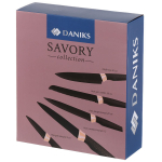 Набор ножей 6 пр, 20;20;20;12.5;9 см, нерж сталь, рук пласт, с подст, акрил, Daniks, Savory, JA20202