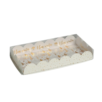 Коробка для кондитерских изделий с PVC крышкой «Снег», 10.5 х 21 х 3 см