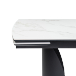 Керамический стол Woodville Готланд 180(240)х90х79 белый мрамор , черный, ножки черные
