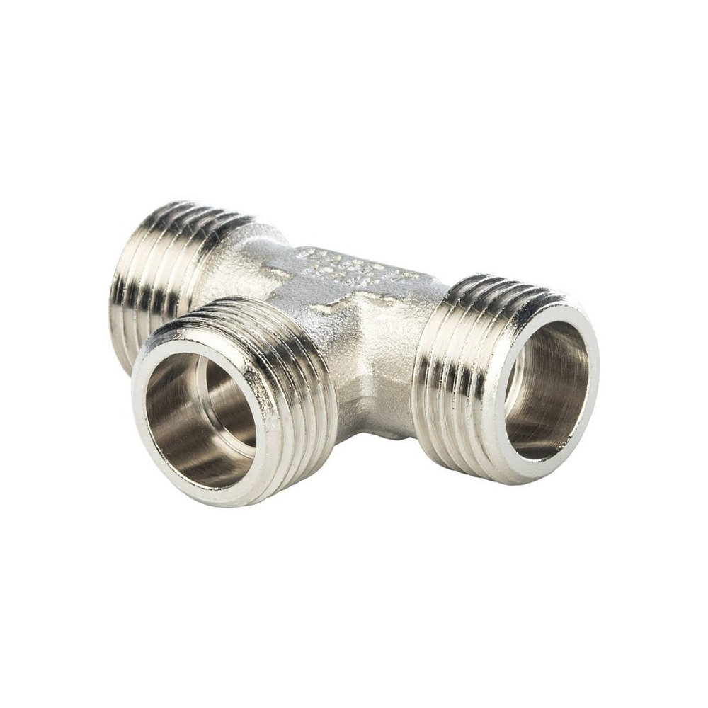 Тройник с наружной резьбой STOUT SFT 0018 - 3/4" (для стальных труб, латунь никелированная)