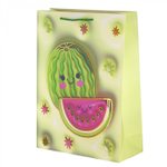 Пакет подарочный бумажный Alingar, (XL) 31х40х12 см, вертикальный, "Яркие фрукиы", матов. ламинация, тиснение голография, эффект 3D, ассорти