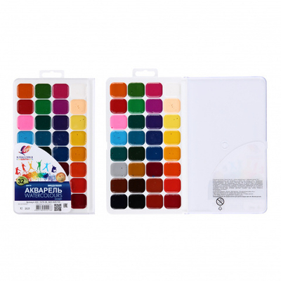 Акварель, 32 цвета, медовая, без кисточки, пластиковая коробка, Луч, Классика, 26С 1579-08