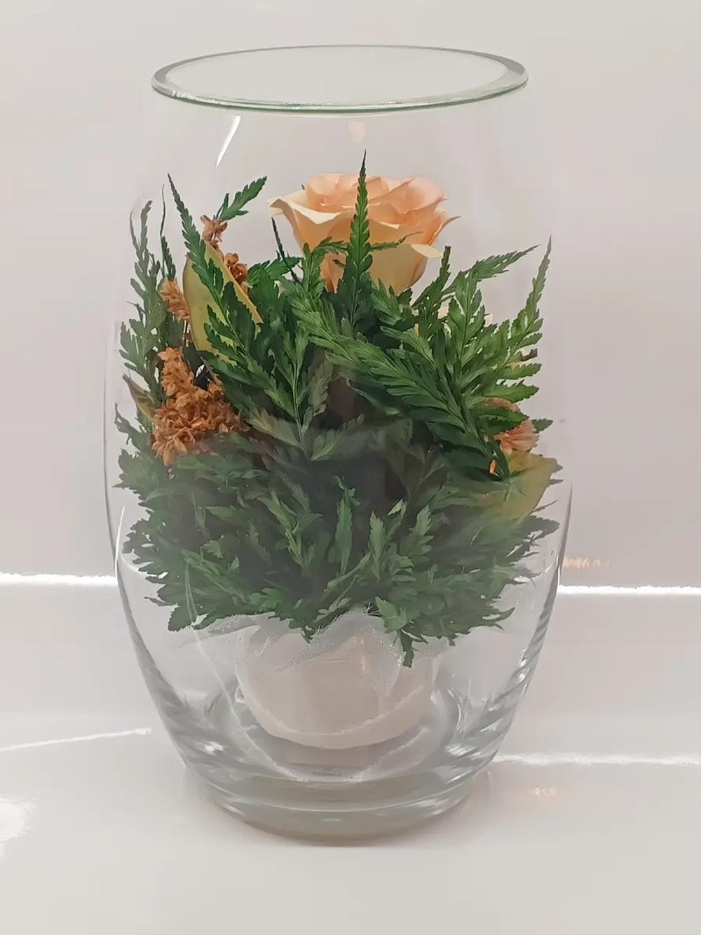 натуральные розы в стекле, вакуум