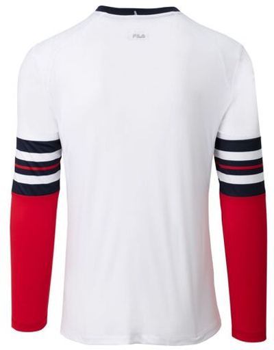 Мужская теннисная футболка теннисная Fila Longsleeve Tom - white/fila navy/fila red
