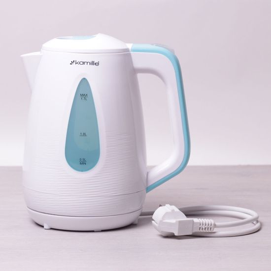 Чайник 1.7 л электрический пластик белый с голубым Kamille KM 1716B