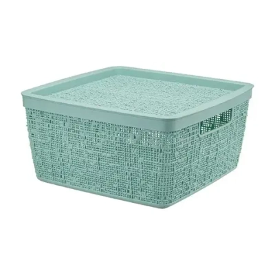 Коробка БЯЗЬ с крышкой 28х14см 8л Морская волна (комплект 10 шт)