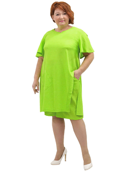 Платье-туника с вискозой и льном Лайм
