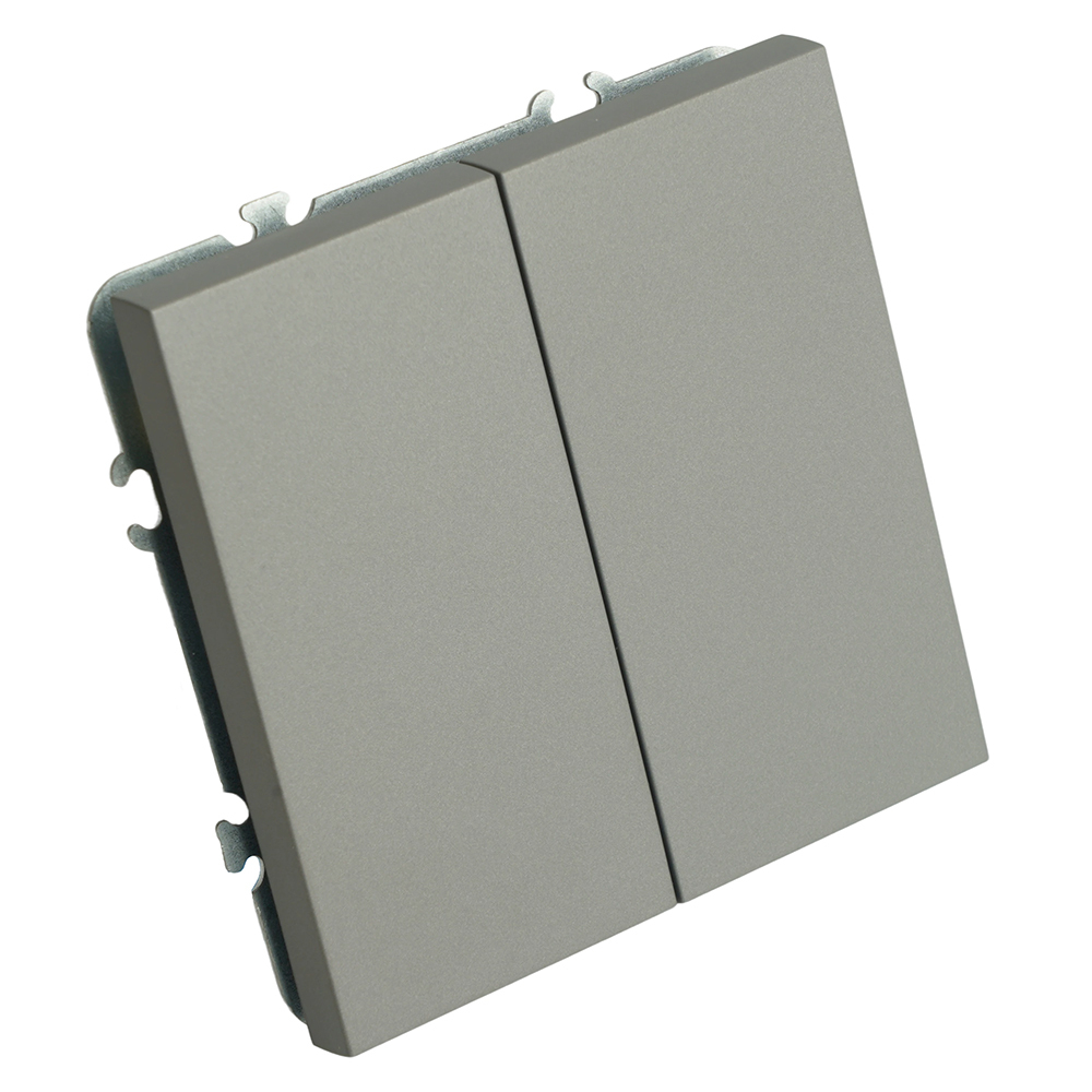 Переключатель 2-клавишный (механизм), STEKKER, 250В, 10А, серия Эмили, RSW10-5107-10, платиново-серый, soft touch 49947