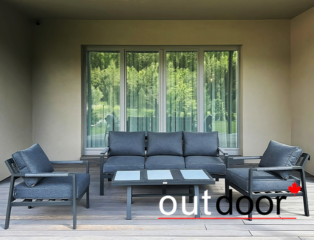 Комплект мебели OUTDOOR Торонто (3-местный диван, 2 кресла, стол), графит