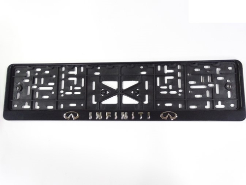 Рамка под номер с защелкой серебро  INFINITI  рельеф (Новосибирск)