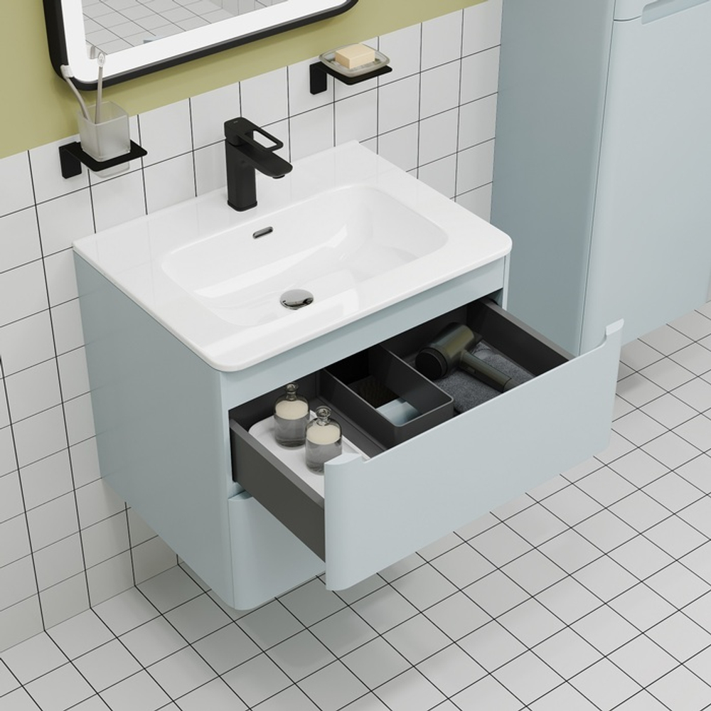 Тумба с умывальником IDDIS Edifice, подвесная, 60 см, голубой, EDI60B0i95K