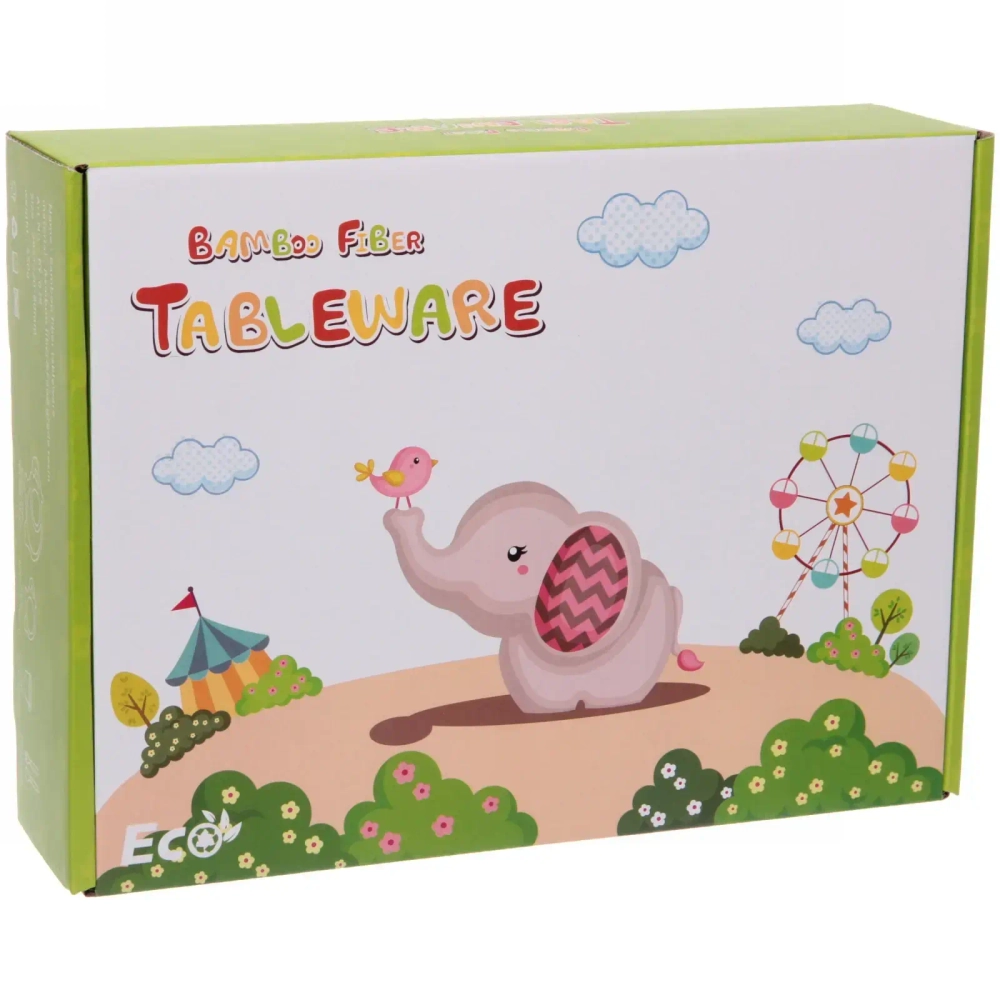 Набор детской посуды из бамбука 5 предметов «Весёлый слоник»