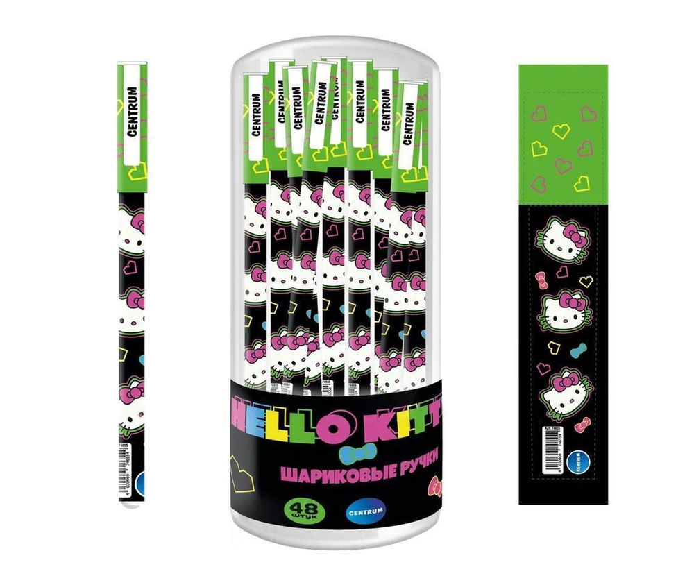 Ручка шарик. 0,7мм. "Hello Kitt" синий, в друме (Центрум)