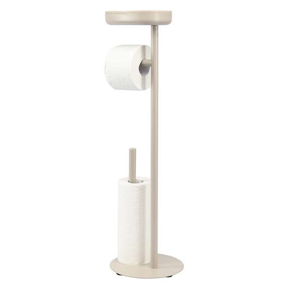Держатель для туалетной бумаги с полочкой slim, светло-серый