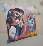 Декоративный гобеленовый чехол Стиль Гранж Болонка и Такса 38*38