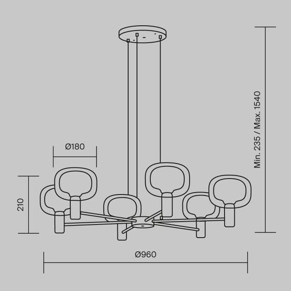 Подвесная люстра Maytoni Vision MOD411PL-06G