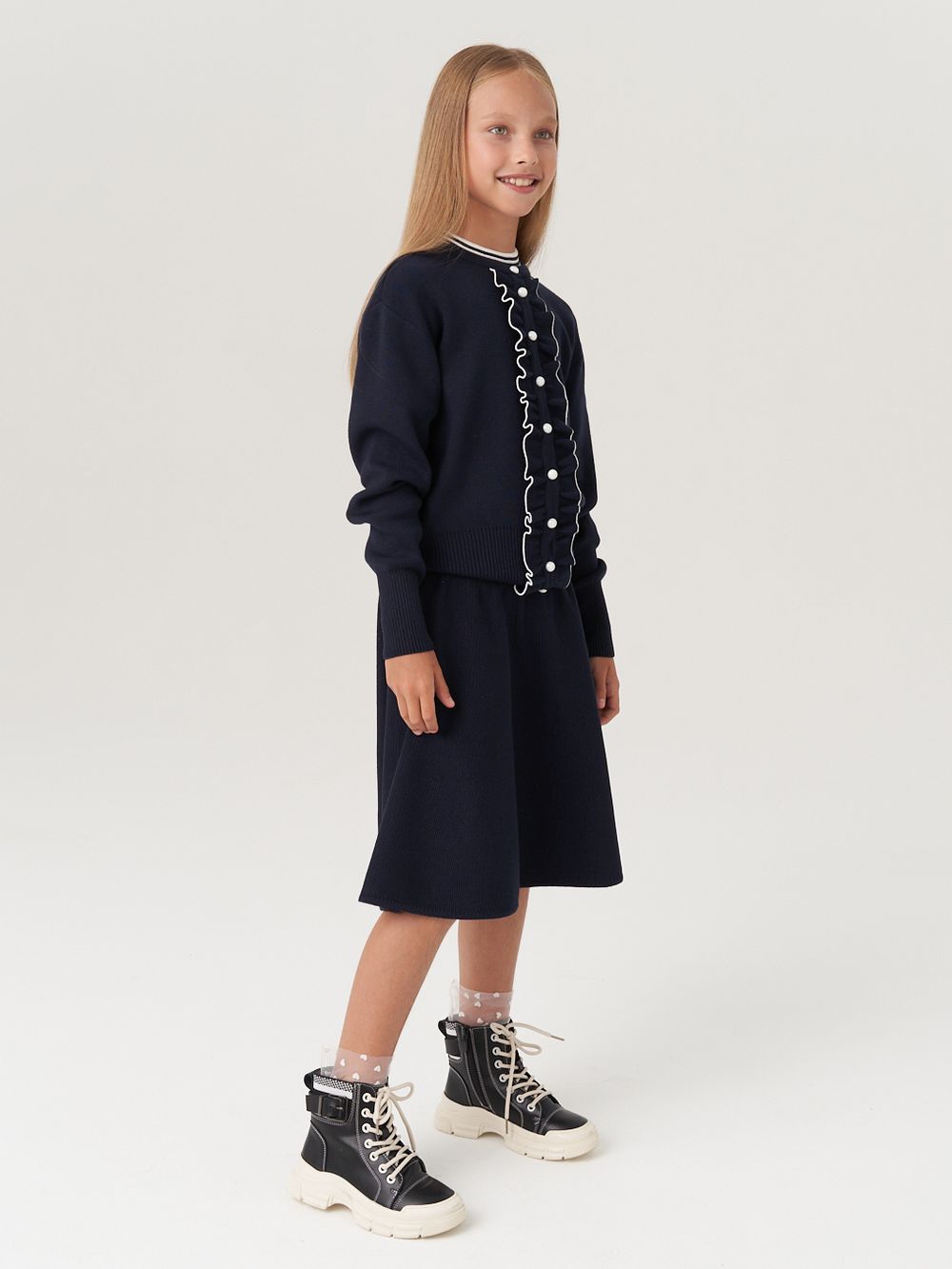Кардиган школьный для девочки AT585 синий