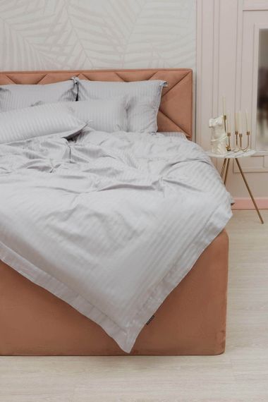 Моне (серый) КПБ страйп сатин Евро 2н