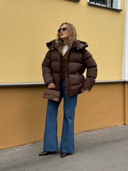 Пуховик Рокет миди шоколад