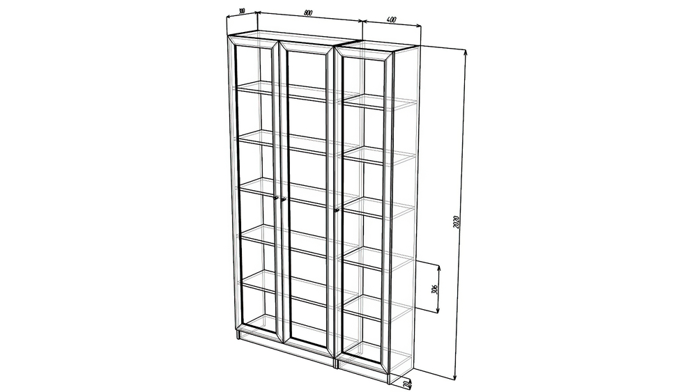 Шкаф Билли 40 Белый Фасадный 0101 120*30*202 см, Белый   Фиеста