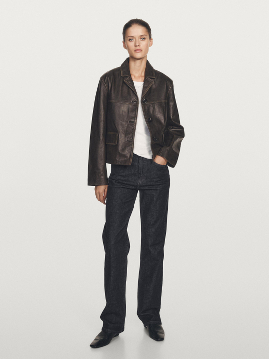 Massimo Dutti Джинсы прямого кроя с высокой талией, темно-синий
