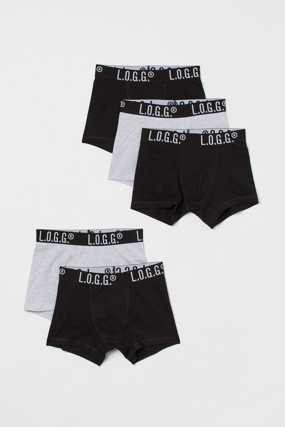 H&M Набор из пяти трусов-боксеров, серый с меланжевым эффектом