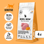Bowl wow корм сухой для взрослых кошек с чувствительным пищеварением: индейка, курица, тыква