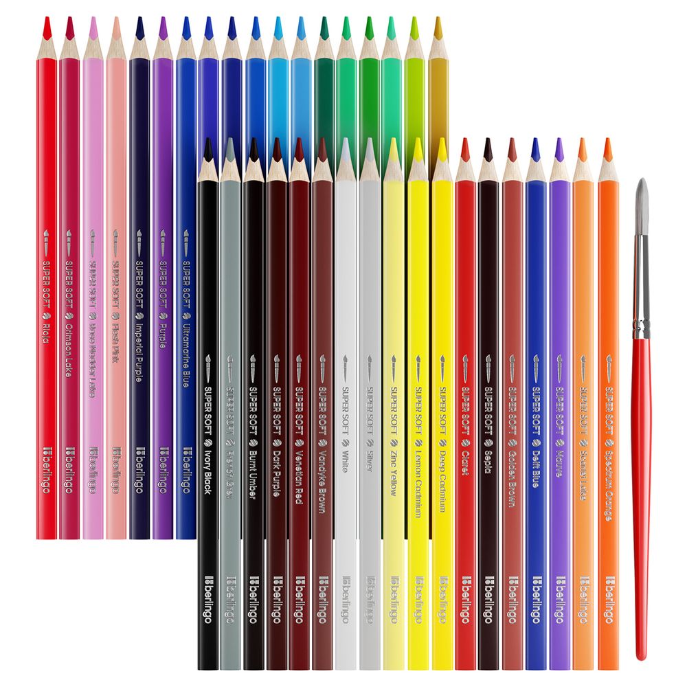 Карандаши акварельные 36 цв. Berlingo SuperSoft. Рыбки + кисть