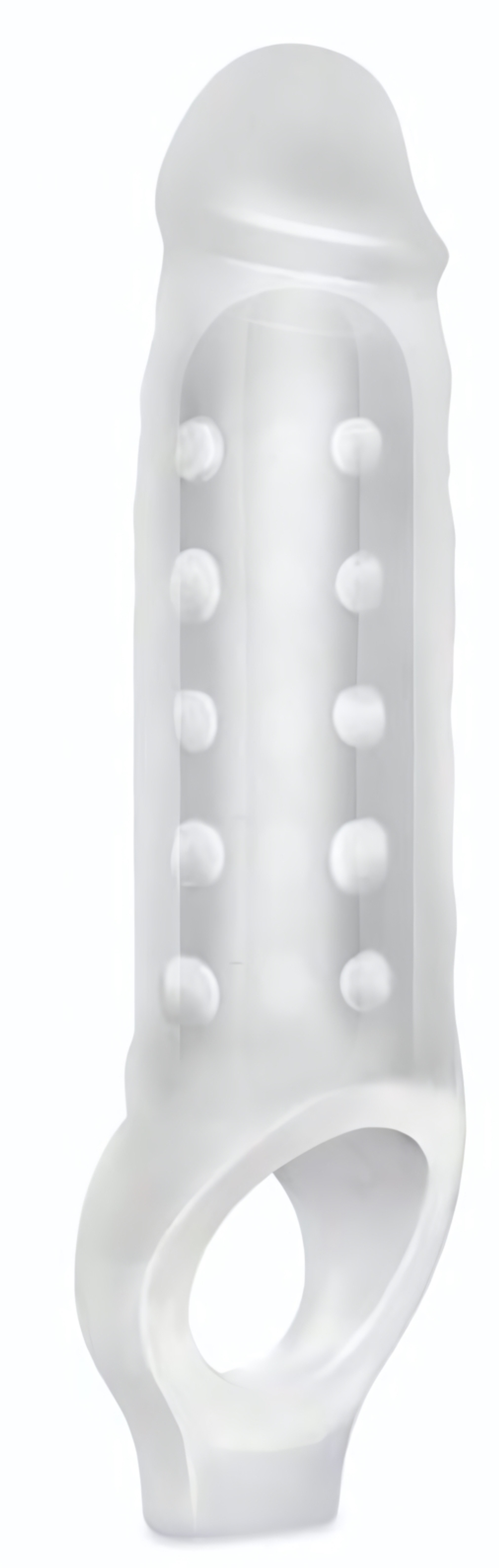 Прозрачная текстурированная насадка Mighty Extender - 13 см. (Цвет: прозрачный)