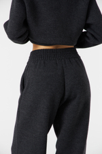 Брюки вязаные на резинке темный графит