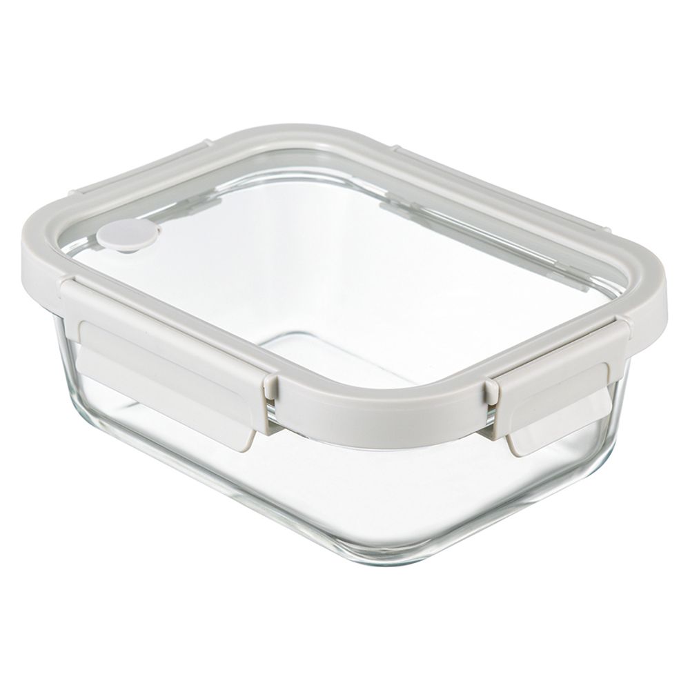 Контейнер для запекания и хранения прямоугольный Click Glass, 1 л, светло-серый