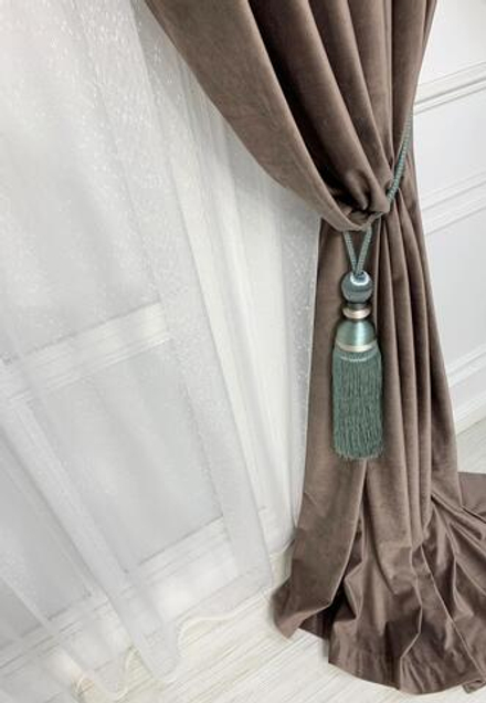 Шторы из однотонного бархата матового, цвет 35 какао