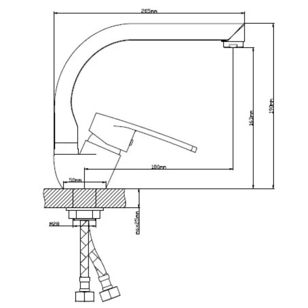 Смеситель для кухни, BOOU, с картриджем, хром, B8206-9F