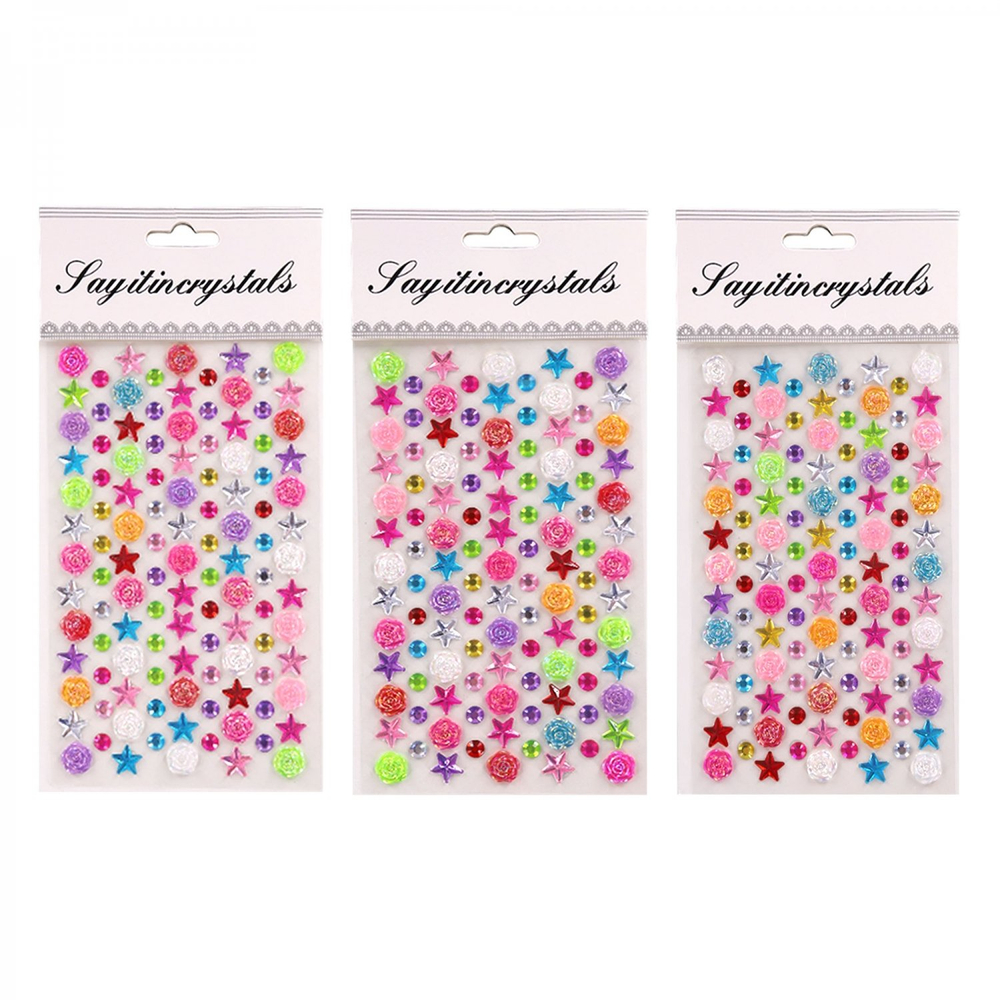 Наклейки-стразы Alingar, акриловые, "Цветы и звёзды", пакет с европодвесом