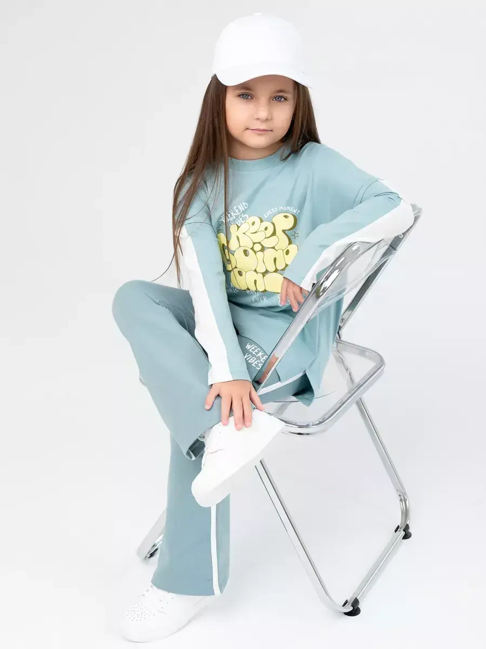 Костюм для девочки оверсайз голубой