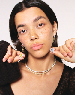 Колье полоса желтых цирконов, серебро