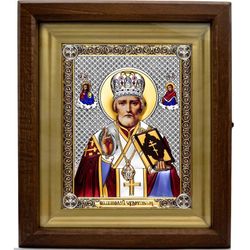 Николай Чудотворец. Икона в серебряном окладе.