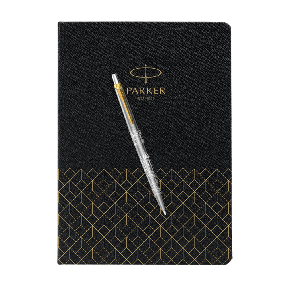 Подарочный набор: Шариковая ручка Parker Jotter Russia + ежедневник, черный