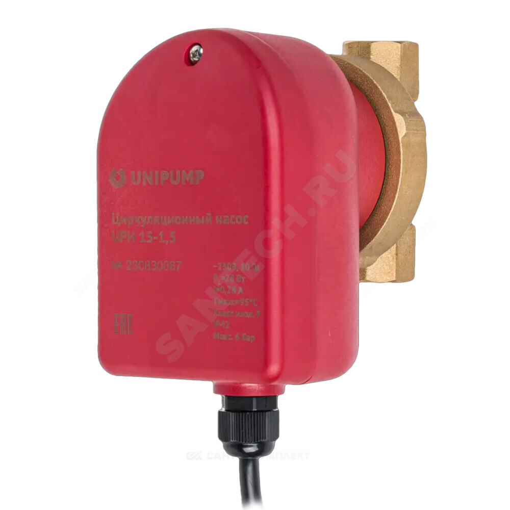 Насос циркуляционный с мокрым ротором для ГВС UPH 15-1.5 PN6 1х230В/50 Гц Unipump 68103