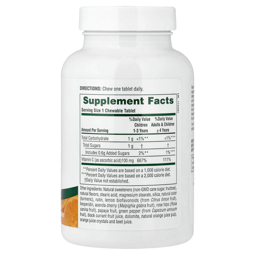 NaturesPlus, Chewable Orange Juice Jr®, витамин C, натуральный апельсин, 180 таблеток