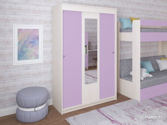 Шкаф-купе СТАЙЛ с зеркалом /1300*2000*503/ левый анкор белый / ирис